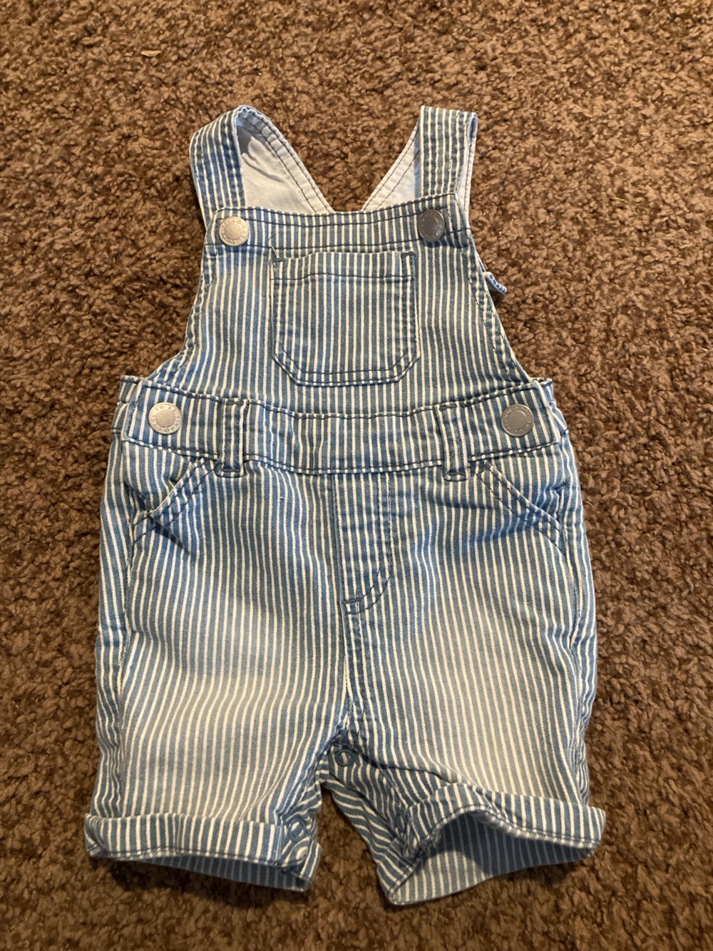 Baby boy railroad stripe overall shorts